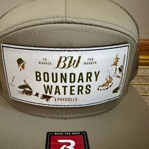 Boundary Waters Trucker Hat | Richardson Flat Bill Snapback | Tan Mesh | Outdoor